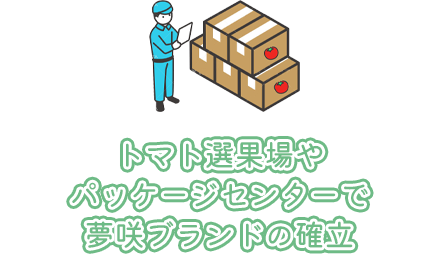 トマト選果場やパッケージセンターで夢咲ブランドの確立
